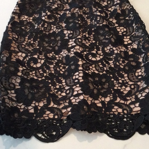 Express black vintage lace slip dress with nude lining, size 0. - Picture 3 of 6